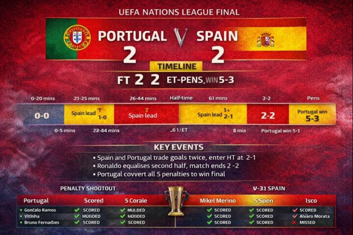Portugal National Football Team vs Spain National Football Team Timeline